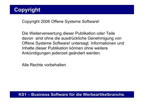 Erste Schritte mit KS1 3.2 - Offene Systeme Software!