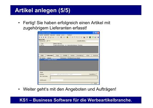 Erste Schritte mit KS1 3.2 - Offene Systeme Software!