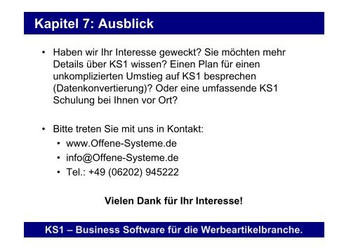 Erste Schritte mit KS1 3.2 - Offene Systeme Software!