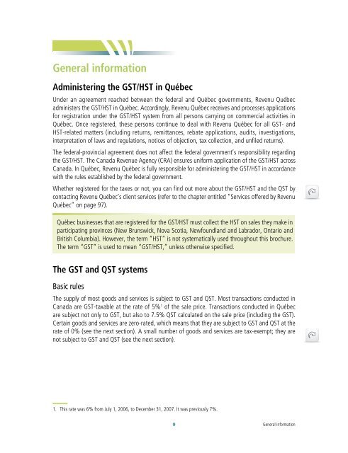 General Informatiion Concerning the QST and the GST/HST - Ryan