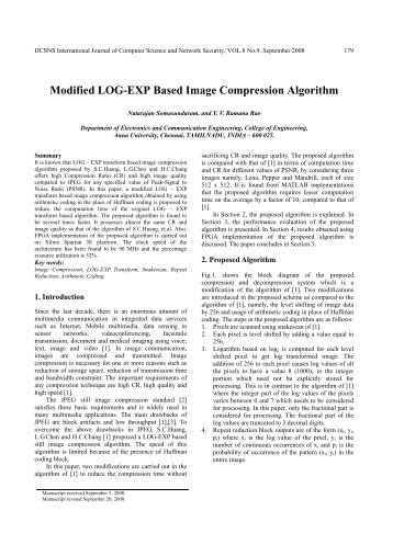 Modified LOG-EXP Based Image Compression Algorithm - IJCSNS ...