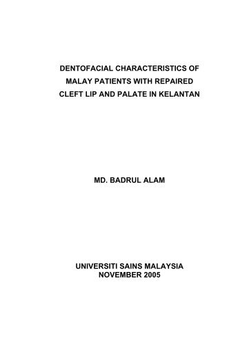 dentofacial characteristics of repaired cleft lip and ... - ePrints@USM