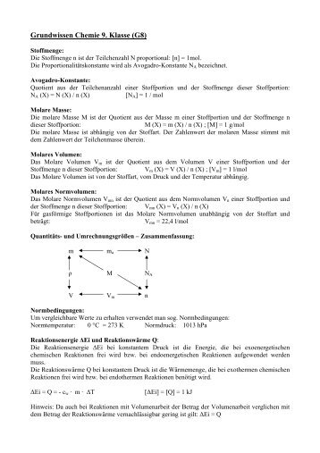 Grundwissen Chemie 9. Klasse (G8) - Ohm-Gymnasium