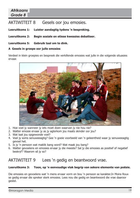 Aktiwiteit 8 Gesels Oor Jou Emosies Maragon Media