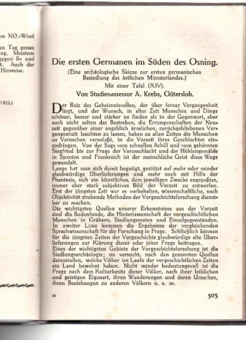 KREBS, A. (1922): Die ersten Germanen im Süden des Osning. Eine ...