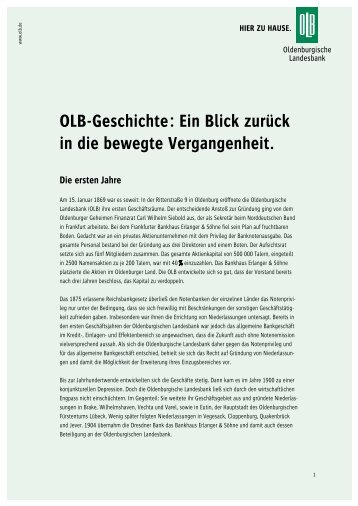 OLB-Geschichte - Oldenburgische Landesbank