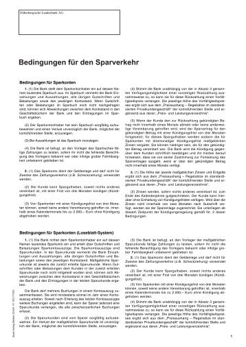 Sparverkehr - Oldenburgische Landesbank