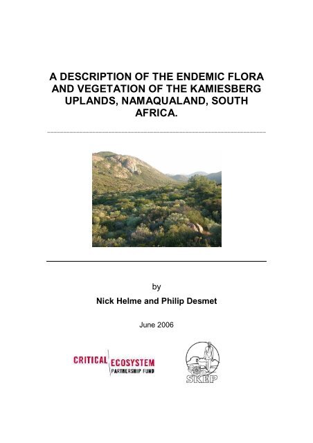 a description of the endemic flora and vegetation - Critical ...