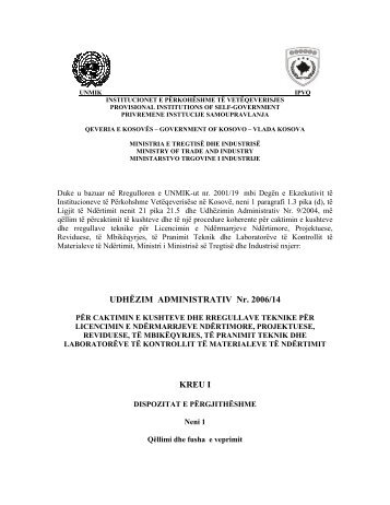 UDHËZIM ADMINISTRATIV Nr. 2006/14 KREU I - Ministria e ...