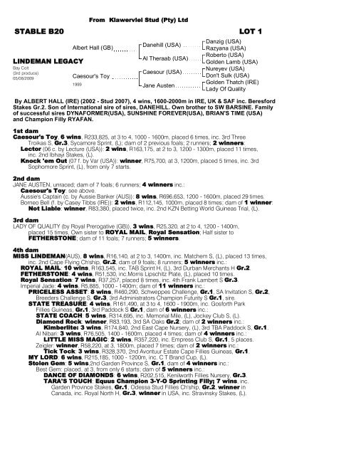 STABLE B20 LOT 1 - Thoroughbred Breeders Association