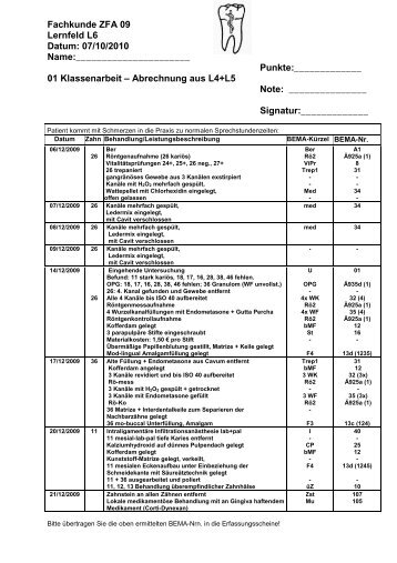 01 Klassenarbeit - Abrechnung aus L4+L5 - ZFA 12