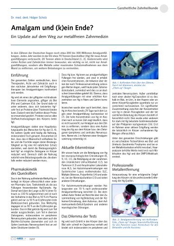 Dr. Holger Scholz in COMED 10/07 - Amalgam Informationen