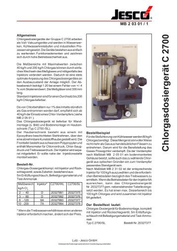 Chlorgasdosiergerät C 2700 - Lutz-Jesco GmbH