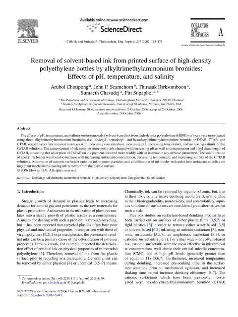 Removal of solvent-based ink from printed surface - The Petroleum ...