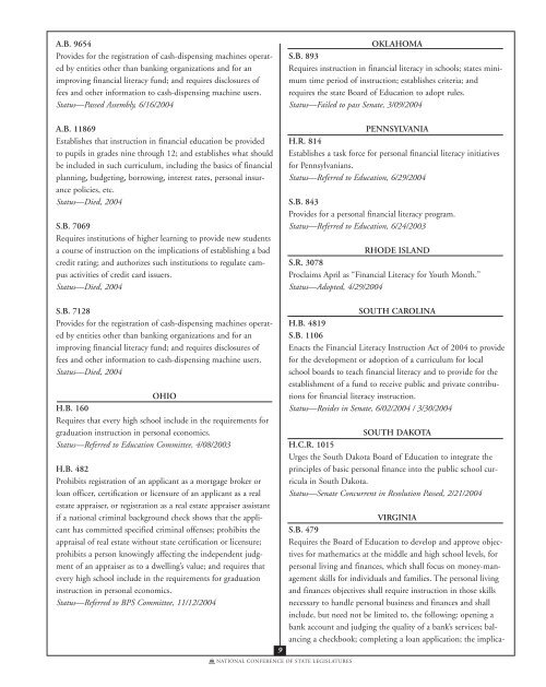 Printer Friendly Version - National Conference of State Legislatures