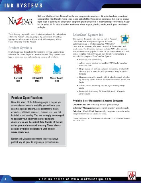 INK SYSTEMS - Midwest Sign & Screen Printing Supply