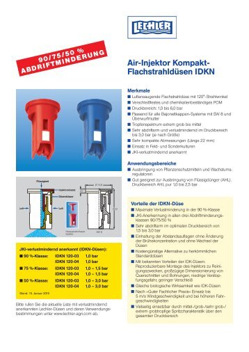 Air-Injektor Kompakt- Flachstrahldüsen IDKN - Lechler GmbH