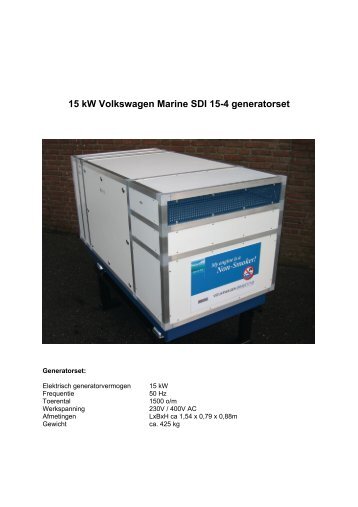 VW Marine 15kW generatorset met omkasting (pdf, 1669 kB) - ADT ...