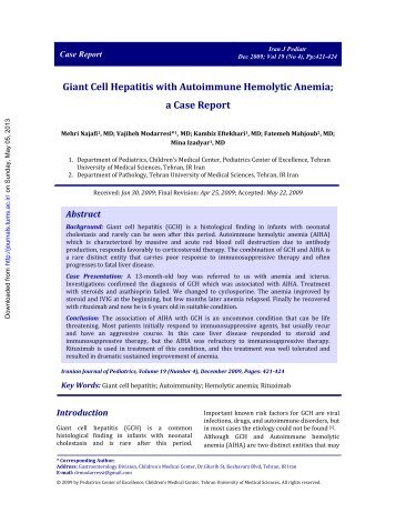 Giant Cell Hepatitis with Autoimmune Hemolytic Anemia; a Case Report