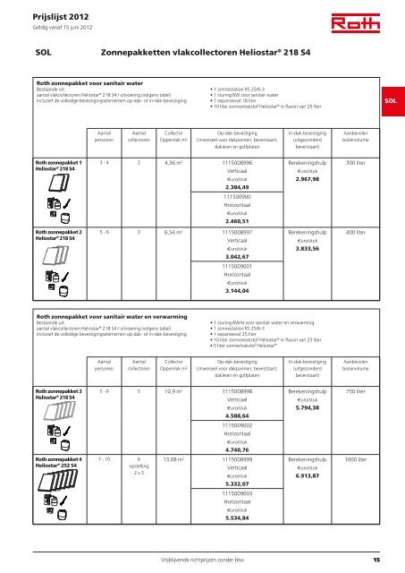 Nederlandstalige prijslijst 2012-2013 - Roth