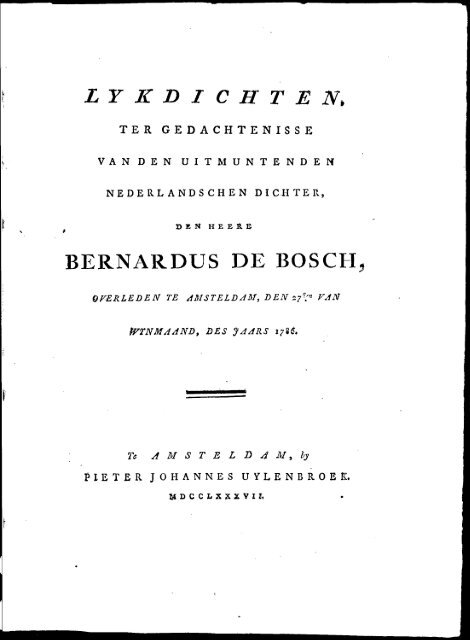 BERNARDUS DE BOSCH,