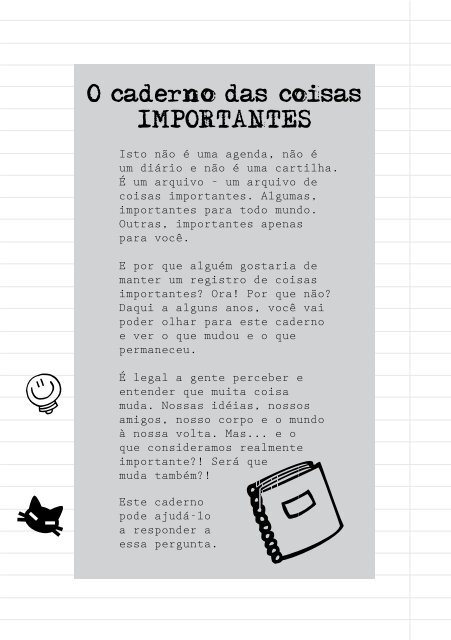 O CADERNO DAS COISAS IMPORTANTES