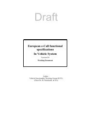 European e-Call functional specifications In Vehicle System