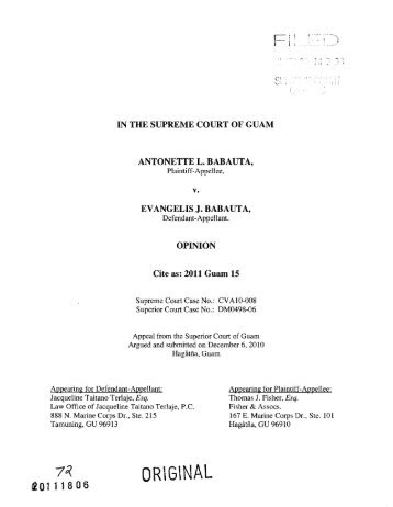 Babauta v. Babauta, CVA10-008 - Unified Courts of Guam