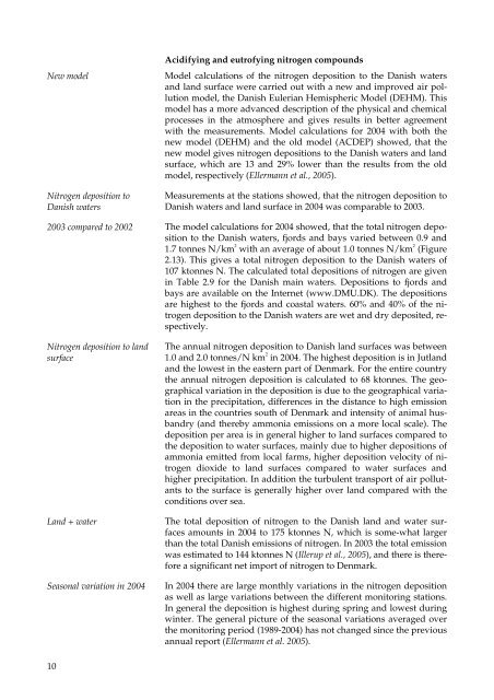 Atmosfærisk deposition, driftsrapport for luft- forurening i 2004