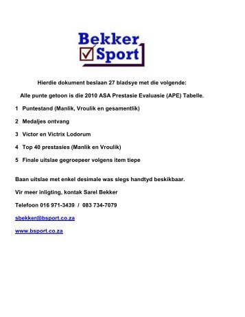 ASA punte - Bekker Sport