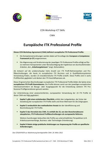 Europäische ITK Professional Profile - European e-Competence ...