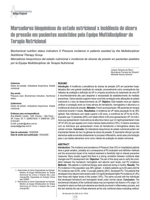 Artigo - Sociedade Brasileira de Nutrição Parenteral e Enteral