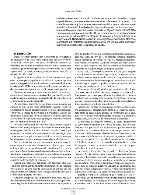 Artigo - Sociedade Brasileira de Nutrição Parenteral e Enteral