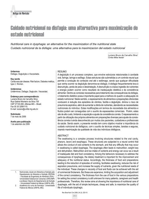 Artigo - Sociedade Brasileira de Nutrição Parenteral e Enteral