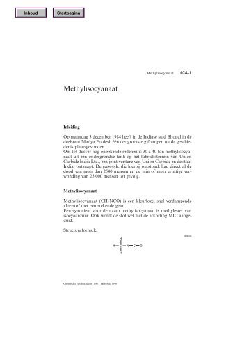 Methylisocyanaat - Chemische Feitelijkheden