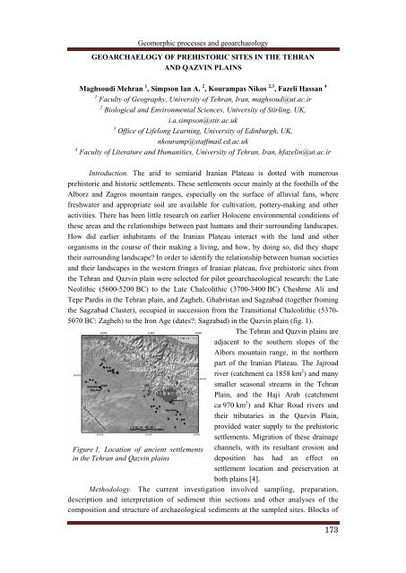 extended abstracts - Geomorphic Processes and Geoarchaeology