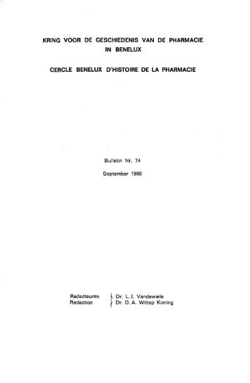 1988-074 geschiedenis/histoire pharmacie - Kringgeschiedenis