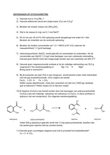 Oefeningen op stoichiometrie[pdf, 17kb]