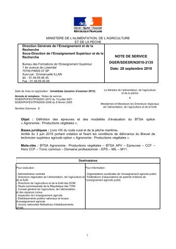 NOTE DE SERVICE DGER/SDESR/N2010-2135 Date ... - ChloroFil