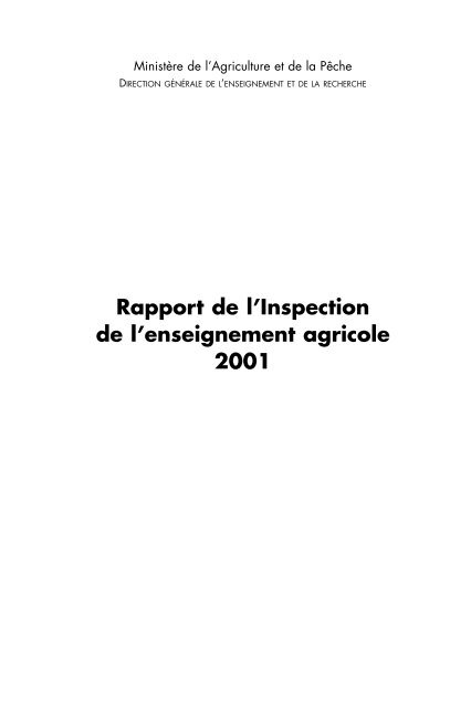 Rapport de l'Inspection de l'enseignement agricole 2001 - ChloroFil