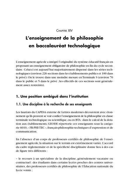 Rapport de l'Inspection de l'enseignement agricole 2001 - ChloroFil