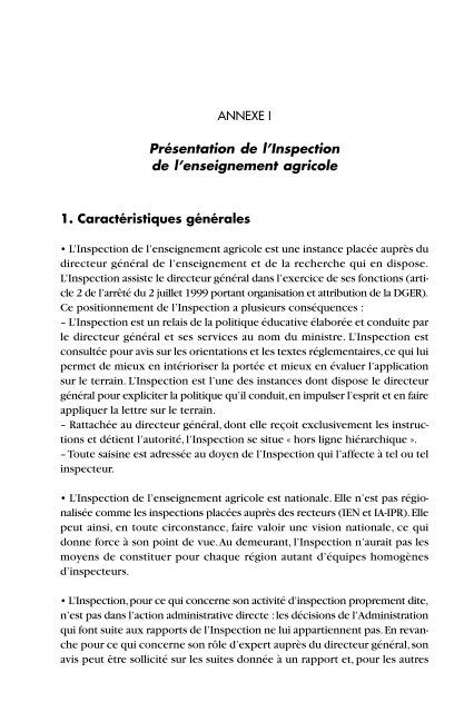 Rapport de l'Inspection de l'enseignement agricole 2001 - ChloroFil