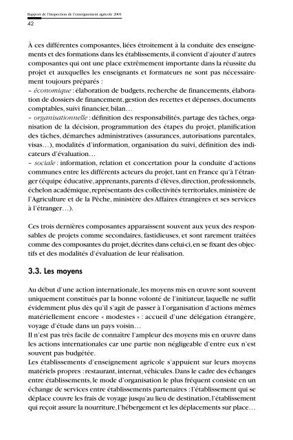 Rapport de l'Inspection de l'enseignement agricole 2001 - ChloroFil