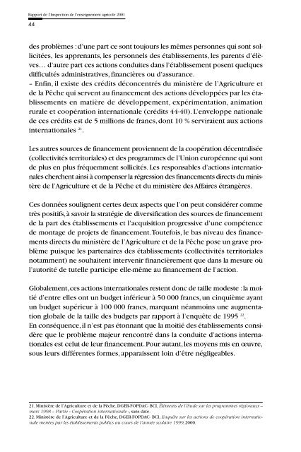 Rapport de l'Inspection de l'enseignement agricole 2001 - ChloroFil