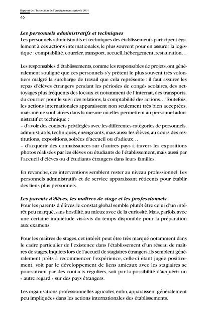 Rapport de l'Inspection de l'enseignement agricole 2001 - ChloroFil