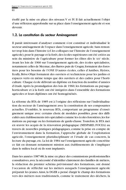 Rapport de l'Inspection de l'enseignement agricole 2001 - ChloroFil