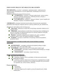 PODSTAWOWE PROCESY METABOLICZNE ORGANIZMW