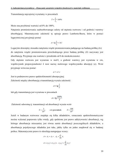 4. Oznaczanie zawartości związków fenolowych w materiale ...