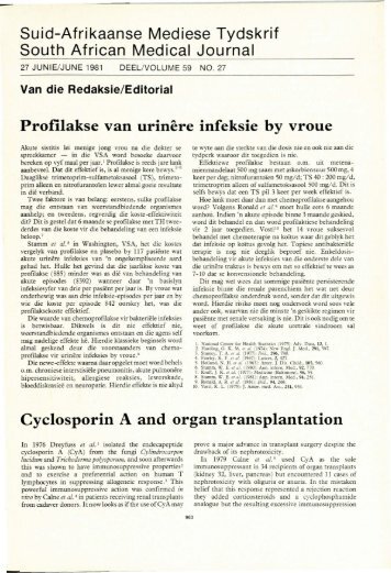 Profilakse van urinere infeksie by vroue Cyclosporin A and organ ...