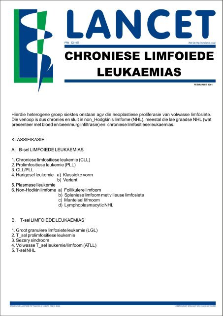 Chroniese Limfositiese Leukemie (CCL) Feb2001.cdr